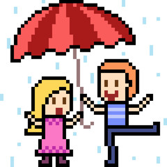 Fototapeta premium vector pixel art children umbrella
