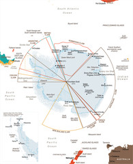 Antarctic region Map - Vector Illustration © Porcupen