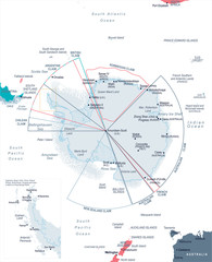 Antarctic region Map - Vector Illustration - obrazy, fototapety, plakaty
