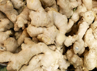counter with seasonings of ginger roots