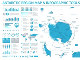 Foto op Aluminium Antarctic region Map - Info Graphic Vector Illustration © Porcupen