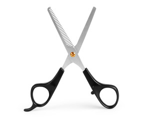 Hairdressing scissors isolated on a white background.