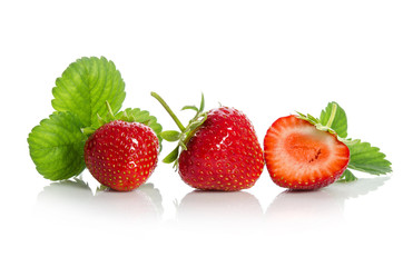 strawberries, two and one half isolated on white backgraund