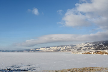 Landscape of winter lake Baikal