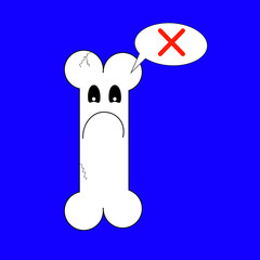 Bone cracked and broken.