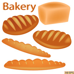 Loaf. Wheat white loaf. Freshly baked loaves. Bakery, bakery products, pastries. Vector illustration, isolated on white background.