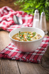 Mushroom soup with parsley.