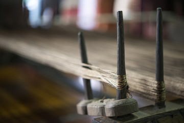 Thai traditional weaving loom. Thai silk.