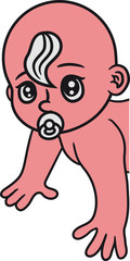 vorderteil kopf vorne hälfte halb krabbeln schnuller laufen boden klein süß niedlich windel kind baby comic cartoon