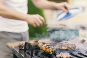 Meat on BBQ