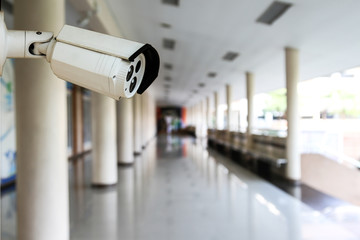 Outdoor CCTV monitoring at a school, security cameras.