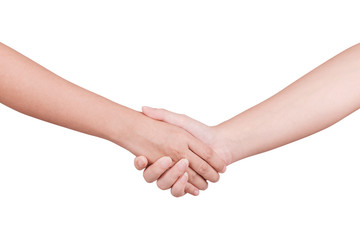 Handshake gesturing people connection deal concept isolate with clipping path