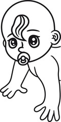 vorderteil kopf vorne hälfte halb krabbeln schnuller laufen boden klein süß niedlich windel kind baby comic cartoon