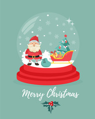 Christmas, New Year background with snowball and Santa Claus inside.