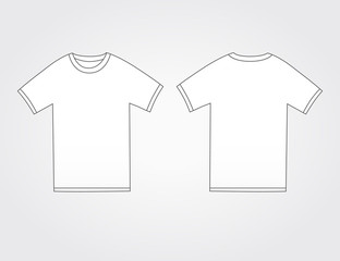 T-shirt active sport template. Front and back side views of blank white t-shirt. Vector illustration