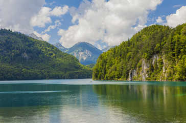 Alpine lake. Landscape of a beautiful lake in the Alps, Bavaria, Germany