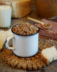 Buckwheat porridge in a mug
