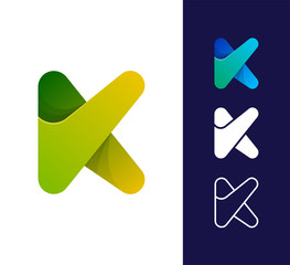 K letter logo template. Vector abstract material design style