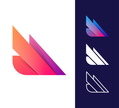 Vector abstract wing logo icon. Material design style