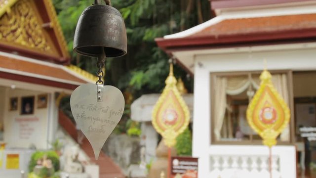 Sacral bells in Wat Saket Ratcha Wora Maha Wihan (the Golden Mount). Bangkok Thailand.