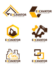 Yellow and brown excavator logo vector set design © ananaline