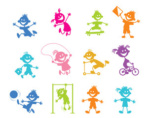 Set of cartoon children