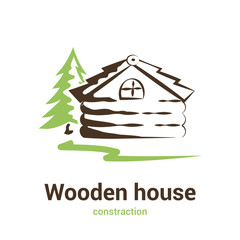 Vector illustration house made of wood.