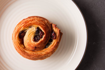 French traditional pastries. Pains aux raisins.