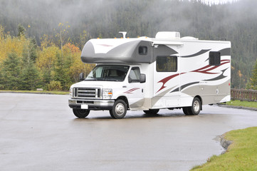 roadtrip with motorhome in Indian summer Quebec Canada
