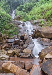 Rain season waterfall near Namngum2 dam site Vangvieng Laos