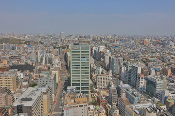 Fototapeta na wymiar Aerial view of Tokyo Dome City areas
