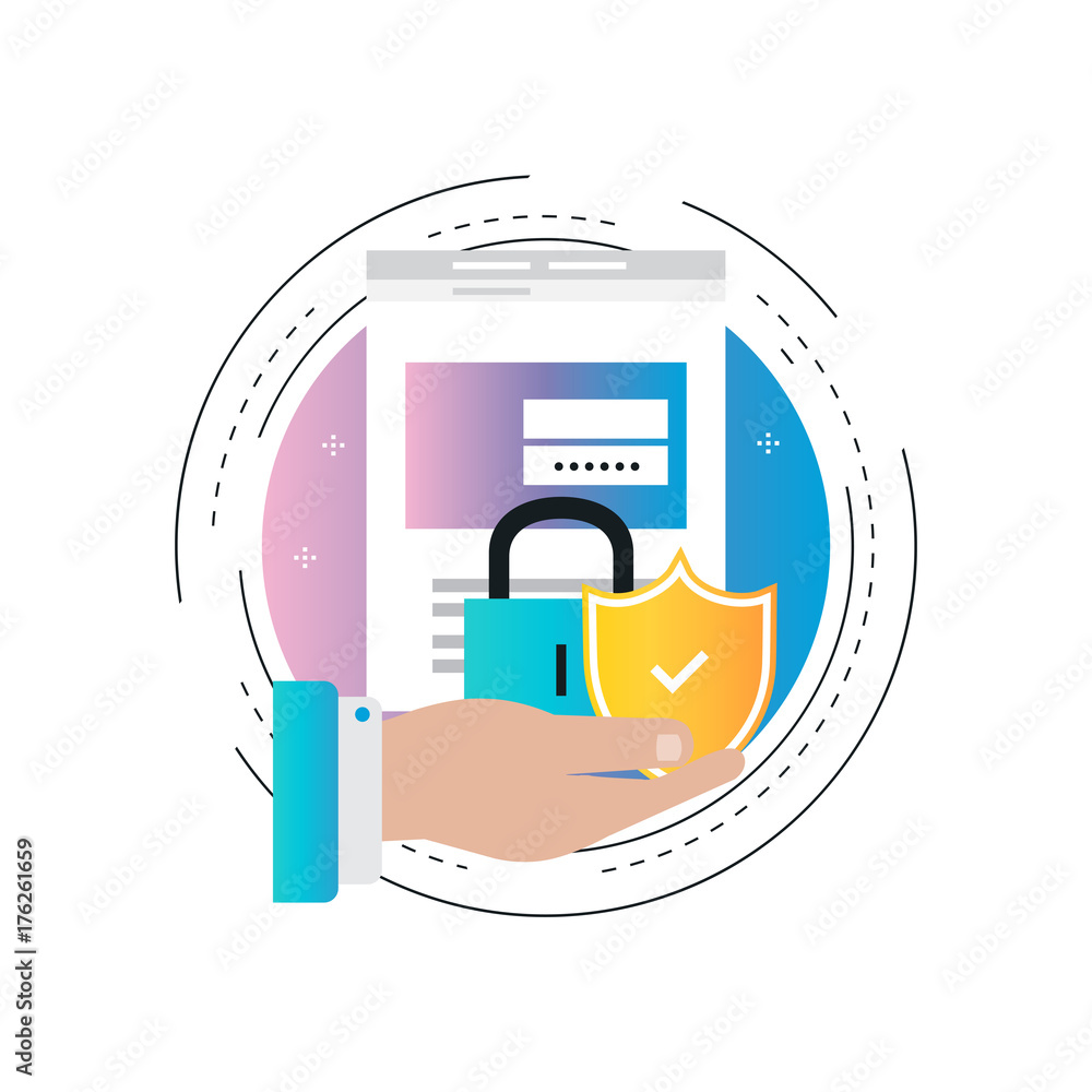 Poster secure account login gradient color vector illustration design. user interface login, account regist