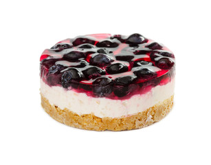 Cheesecake with jelly and fresh blueberries