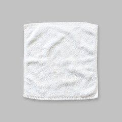 White cotton towel mock up template square size isolated on grey background with clipping path,...