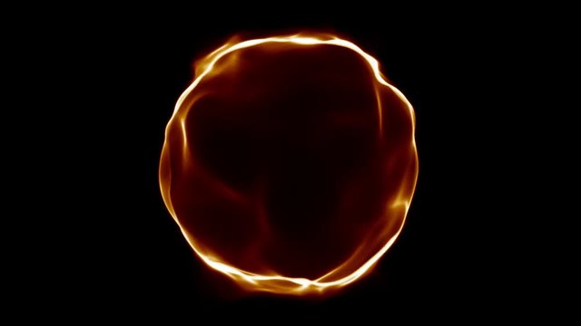 Abstract burning ring - orb on black background. Seamless loop 