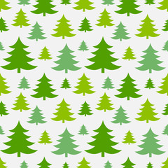 Green Christmas trees seamless pattern