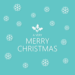 Naklejka na ściany i meble Merry Christmas flat design blue Christmas card.