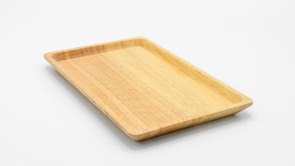 wooden plate isolated on white background