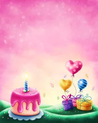 Fotobehang Fluor Roze Magic landscape  © Elena Schweitzer