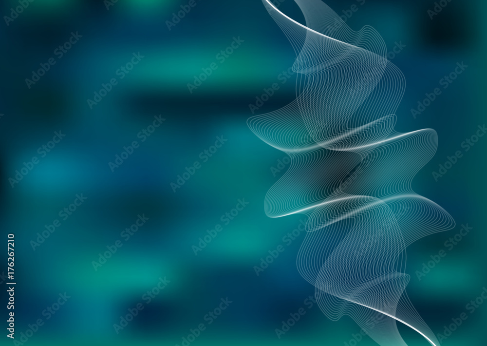 Poster Abstract teal background whit design elements, turquoise gradient texture backdrop.