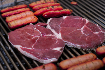 Beef in a grill