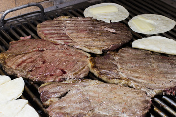 Beef in a grill