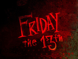 Friday 13th word on grunge wall and bloody background - 176267484