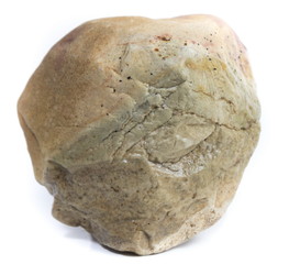 Single natural stone on white background, close-up