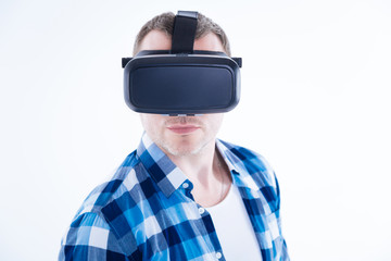 Portrait of serious handsome man looking at you