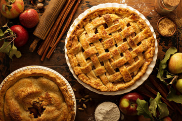 Apple pie decorated with lattice