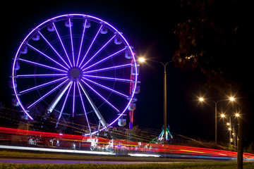 Fototapeta na wymiar Amusement park - carousel at night