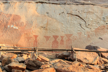 Ancient paintings on the cliff at Pha Taem Thailand