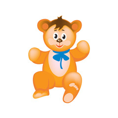 Modern colorful children's toys. Cute funny teddy bear.