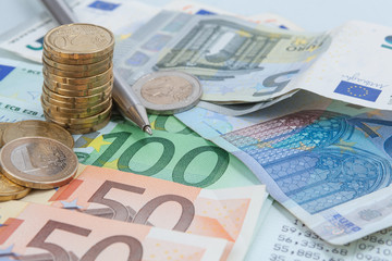 Finance background with money.